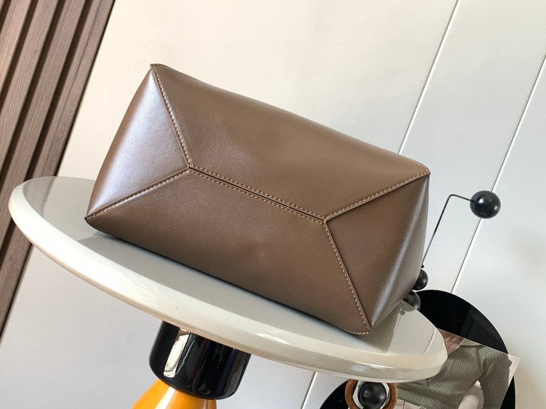 LOEWE 25S PUZZLE FOLD BAG 31 IN AMBER HUNTER GREEN SHINY CALFSKIN