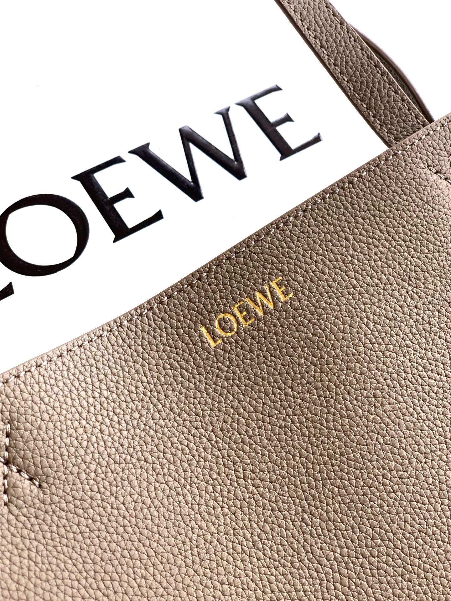 LOEWE 25S PUZZLE FOLD BAG 31 IN TAUPE NAPPA COWHIDE LEATHER