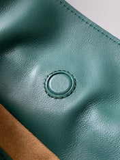 LOEWE 25S LARGE FLAMENCO CLUTCH BAG 30 IN DEEP TEAL CALFSKIN