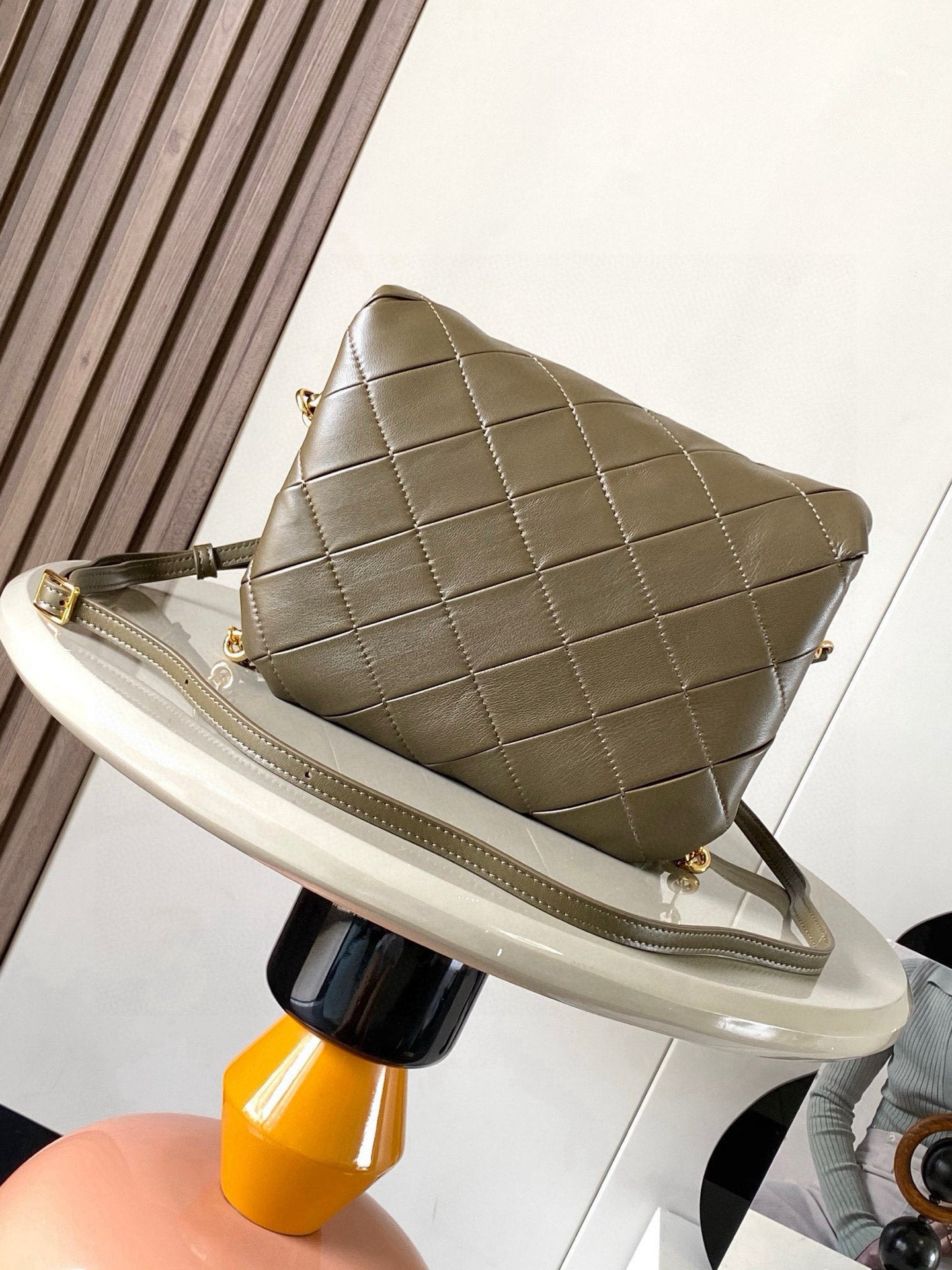 LOEWE 25S PUFFER GOYA BAG 23 IN KHAKI GREEN NAPPA LAMBSKIN