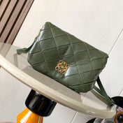 LOEWE 25S PUFFER GOYA BAG 20 IN DARK OLIVE GREEN NAPPA LAMBSKIN