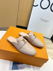 LV 26S MARE OPEN-BACK LOAFERS IN BEIGE GRAINED CALFSKIN