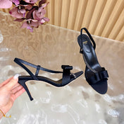 FENDI 26S HIGH-HEELED SANDALS 90 MM IN BLACK SATIN