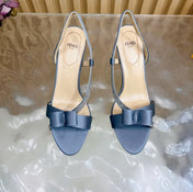 FENDI 26S HIGH-HEELED SANDALS 90 MM IN SOFT CORNFLOWER BLUE SATIN