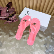 CELINE 26S TRIOMPHE THONG SANDALS IN PINK TPU SILVER HARDWARE