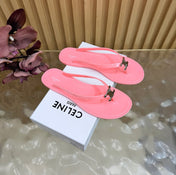 CELINE 26S TRIOMPHE THONG SANDALS IN PINK TPU SILVER HARDWARE
