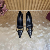 GUCCI 26S HIGH HEELS 65 MM IN BLACK CROC EMBOSSED LEATHER