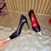 VALENTINO 26S CAP-TOE PUMPS 90 MM IN WHITE AND BLACK CALFSKIN