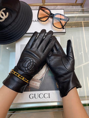 GLOVES IN BLACK LAMBSKIN GOLD HARDWARE 463837