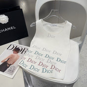 TANK TOP 624519 IN WHITE COTTON RIBBED CRYSTAL LOGO