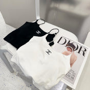 CAMI TOP 640620 IN BLACK COTTON RIBBED KNIT