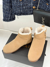 ALAIA 26S SNOW BOOTS IN DARK BEIGE SUEDE AND WOOL