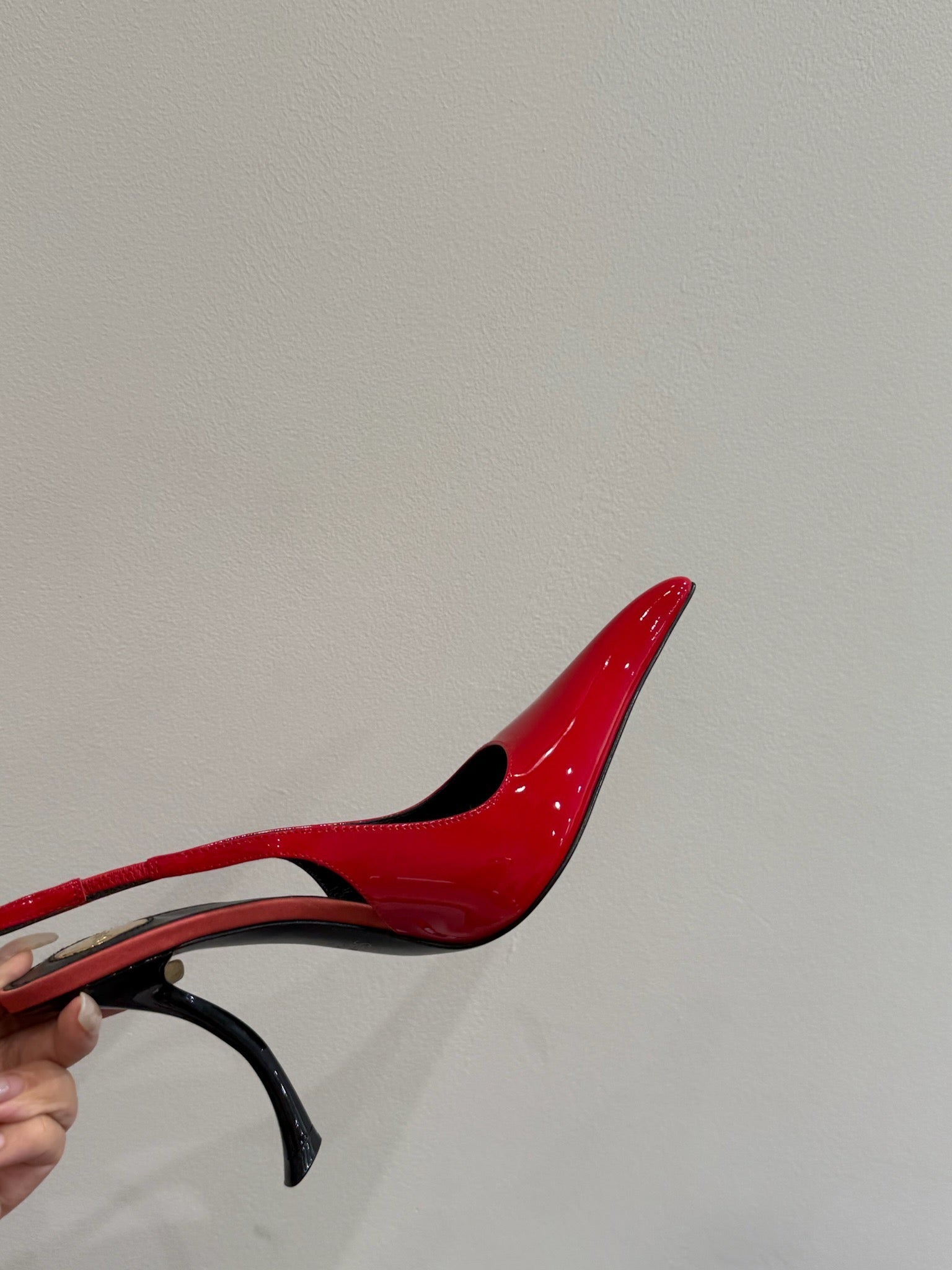 YSL HIGH SLINGBACK 25S IN RED GLOSSY LAMBSKIN
