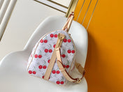 KEEPALL BANDOULIÈRE 45 IN WHITE AND RED CALFSKIN