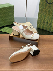 GG HORSEBIT PUMP WHITE LAMBSKIN