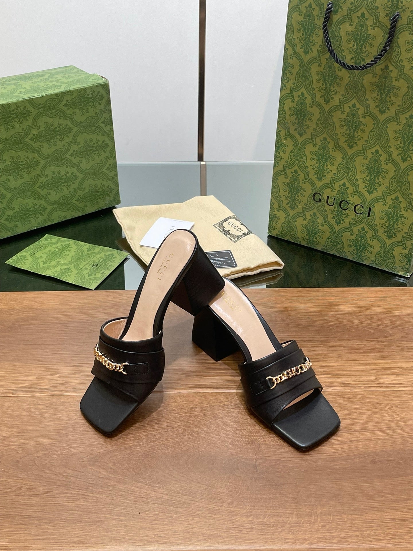 GG SIGNORIA SLIDE SANDAL BLACK DENIM