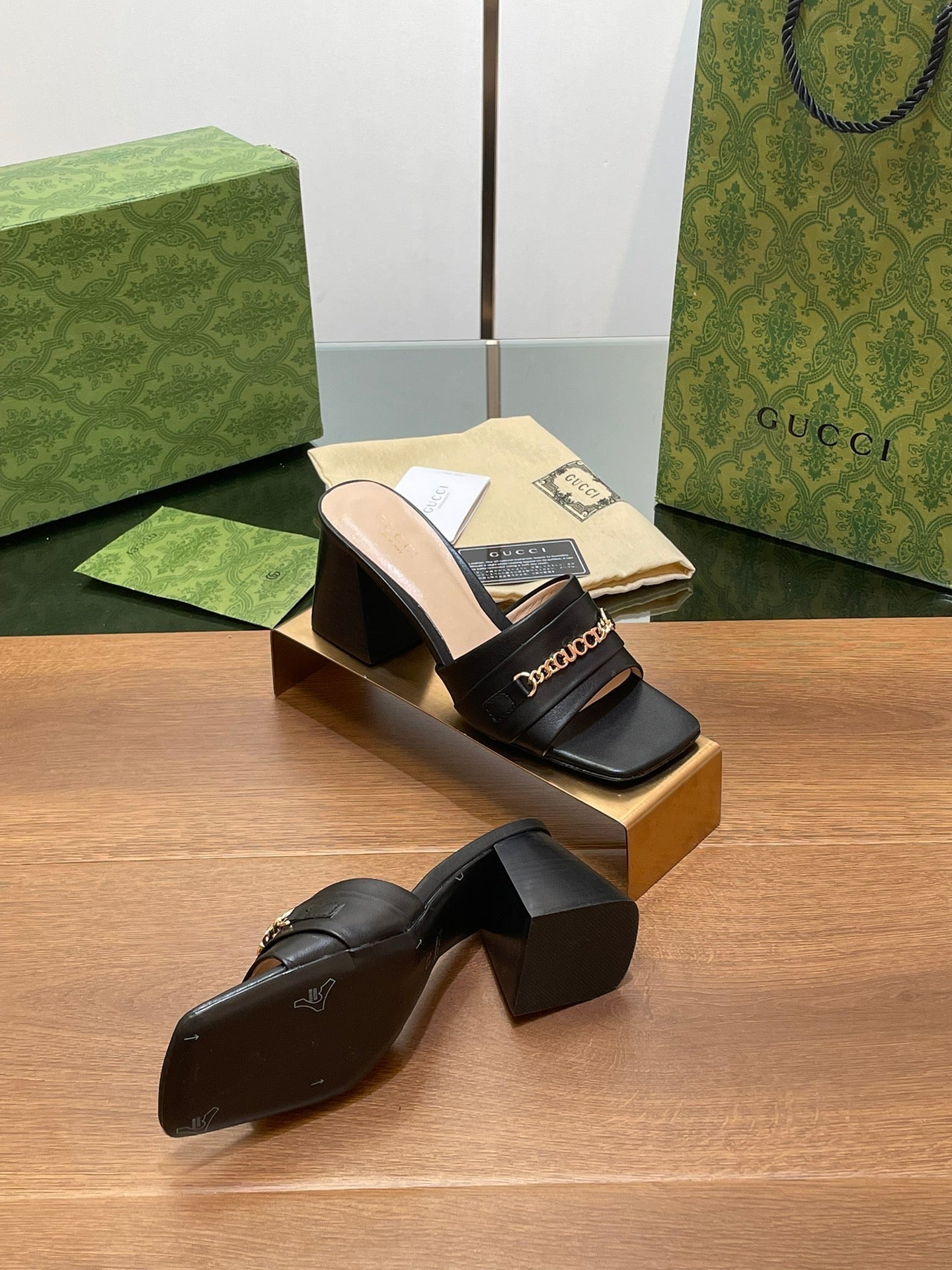 GG SIGNORIA SLIDE SANDAL BLACK DENIM
