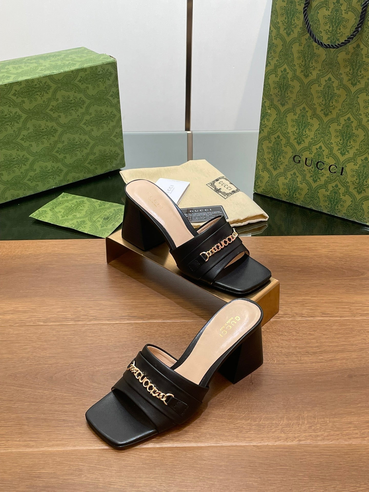 GG SIGNORIA SLIDE SANDAL BLACK DENIM
