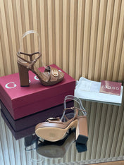 GUCCI 26S HIGH-HEEL SANDALS 125 MM IN DARK BROWN LAMBSKIN