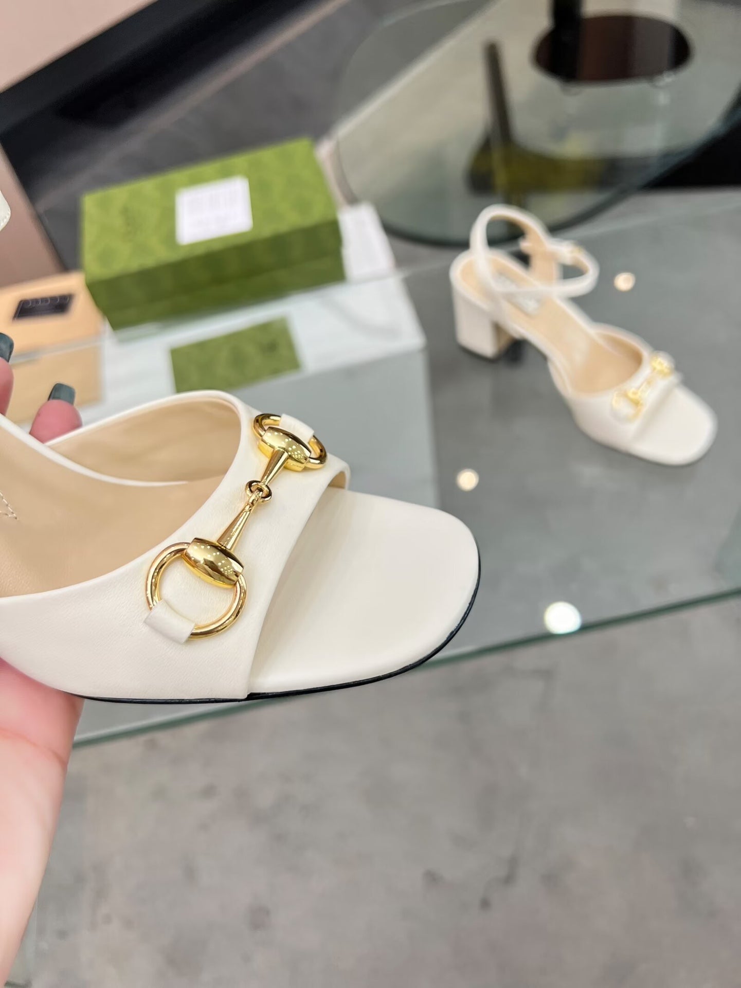 GG HIGH HEELS SANDALS 60 IN CREAM WHITE LAMBSKIN