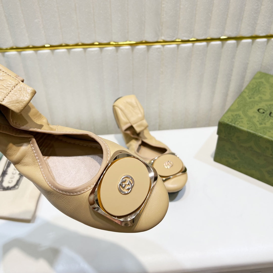 GG BALLET SUPER SLIM BEIGE LAMBSKIN