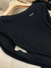 OFF SHOULDER LOGO T SHIRT 25S IN KATUN 266111