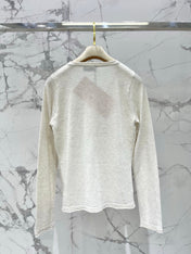 MIUMIU 26S V-NECK BUTTONED LONG-SLEEVE KNIT TOP 1432