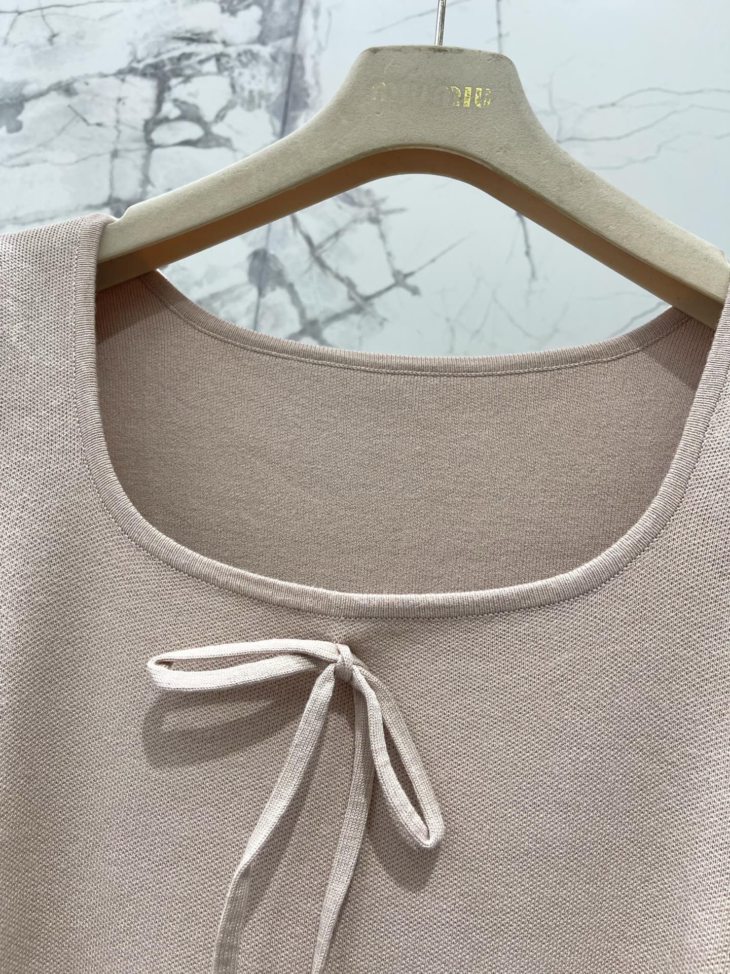 MIUMIU 26S SQUARE-NECK KNIT MINI DRESS 1406