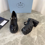 PRADA 26S MARY JANE PUMPS 85 MM IN BLACK CALFSKIN