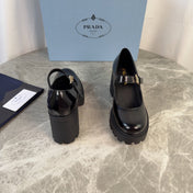PRADA 26S MARY JANE PUMPS 85 MM IN BLACK CALFSKIN