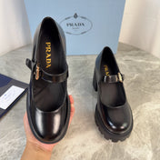 PRADA 26S MARY JANE PUMPS 85 MM IN BLACK CALFSKIN