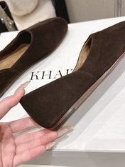 CELINE 26S FLAT SHOES IN DARK BROWN SUEDE