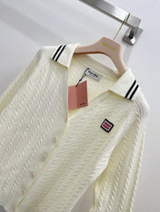 MIUMIU 26S CABLE-KNIT COLLAR CARDIGAN 1257