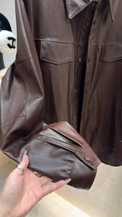 PRADA 25S LEATHER SHIRT JACKET 452