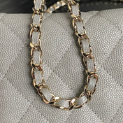 HOBO BAG 21 IN RHINO GRAY GRAINED CALFSKIN GOLD HARDWARE