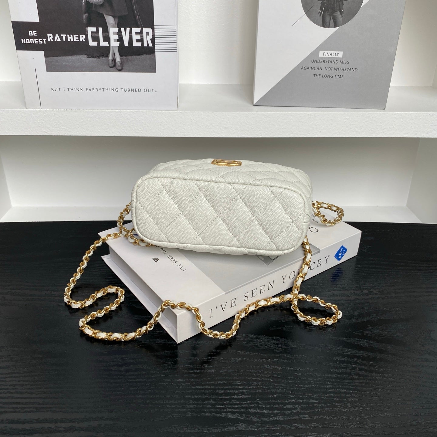 CHANEL 25S HOBO BAG 22 IN WHITE CAVIAR LEATHER