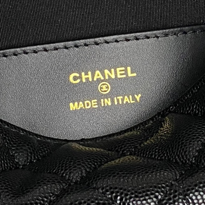 CHANEL 25S COCO CRUSH HANDLE BAG 19 IN BLACK CAVIAR LEATHER