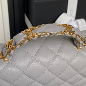 CHANEL 25S FLAP BAG 22 CM IN GREY CAVIAR WITH GOLD HARDWARE