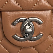 CHANEL 25S FLAP BAG 23 IN DARK CARAMEL CALFSKIN SILVER HARDWARE
