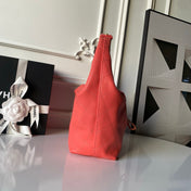 CHANEL 25S HOBO BAG 32 IN CORAL RED LAMBSKIN