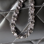 CHANEL 25S FLAP BAG 29 IN SILVER METALLIC CALFSKIN
