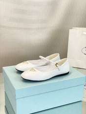 PRA NAPPA MARY JANE FLAT WHITE LAMBSKIN