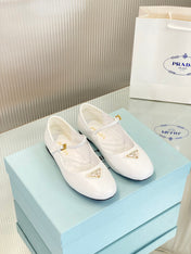 PRA NAPPA MARY JANE FLAT WHITE LAMBSKIN