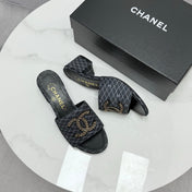 CC HIGH HEEL 25S IN BLACK DENIM STRIPED PATTERN WITH LOGO PRINT