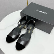 CC MARY JANE HEELS 25S IN BLACK LAMBSKIN AND SUEDE WITH PEARL HEEL STYLE 5