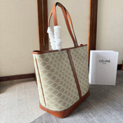 TRIOMPHE CANVAS 31.5 IN PRINTED CALFSKIN BROWN WHITE