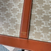TRIOMPHE CANVAS 31.5 IN PRINTED CALFSKIN BROWN WHITE
