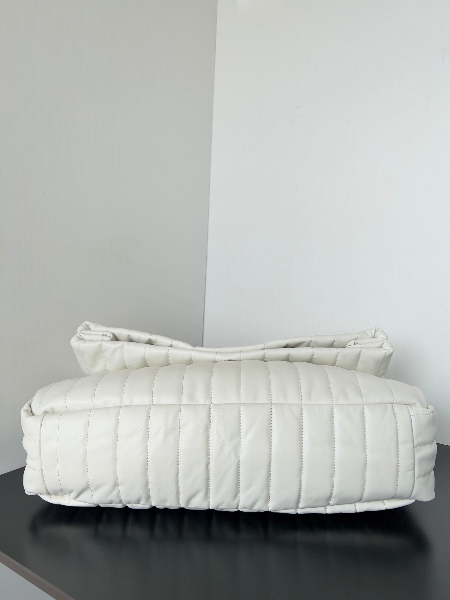 MONACO BAG 43 IN WHITE QUILTED THIN CALFSKIN SILVER HARDWARE