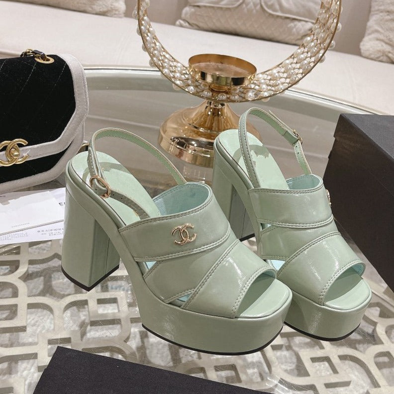 sandals light turquoise patent crumpled lambskin