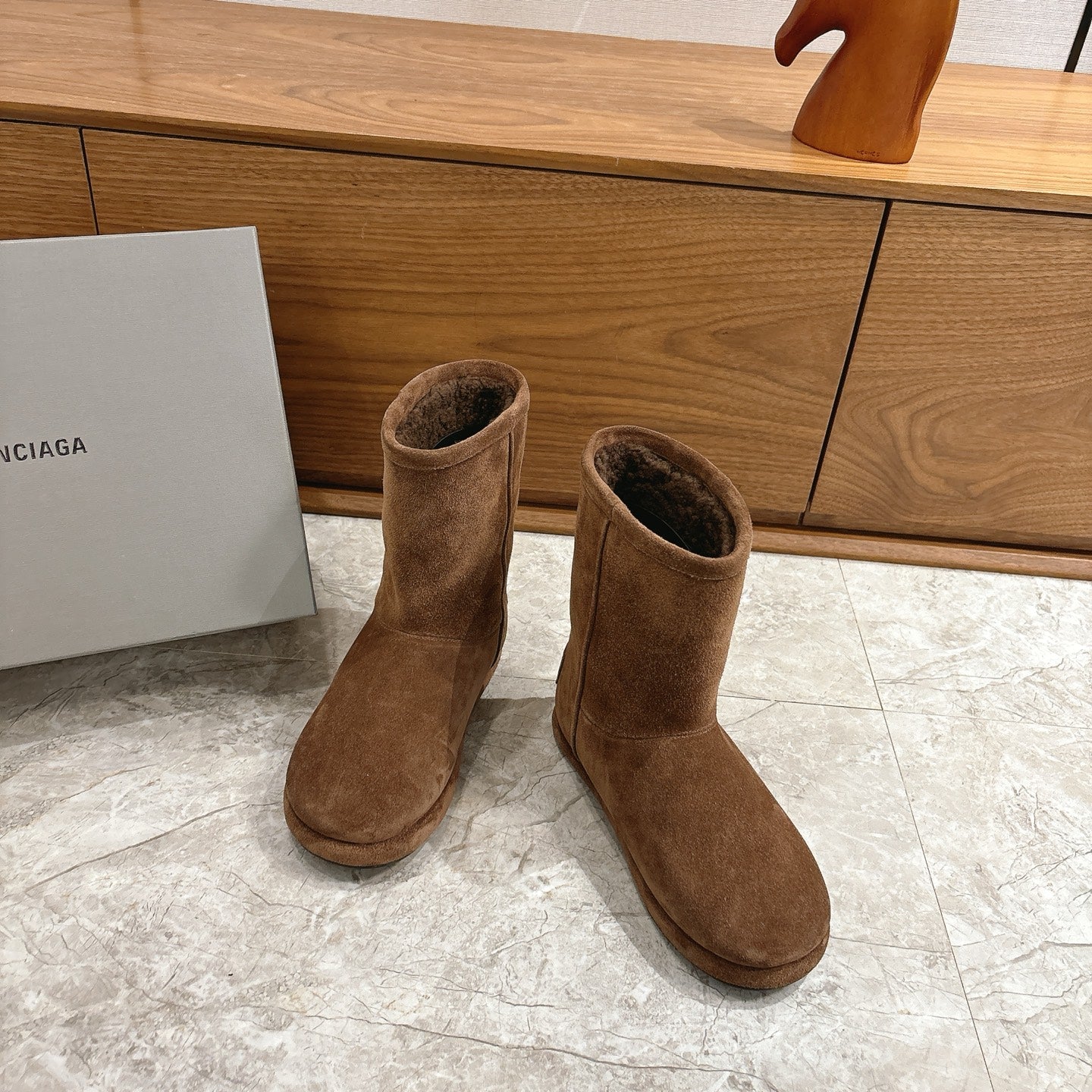 BALENCIAGA 25S ALASKA ANKLE BOOTS IN BROWN SUEDE